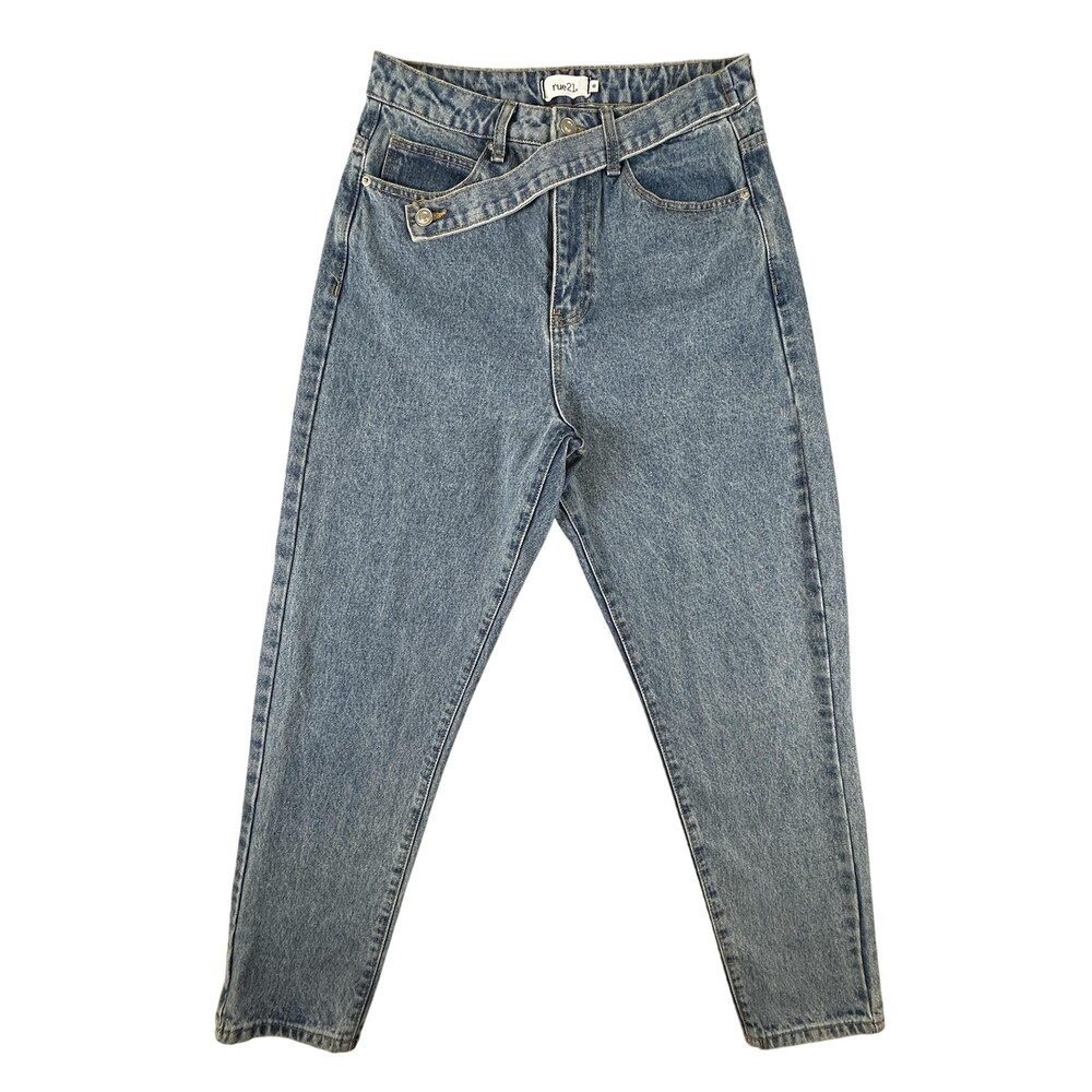 Rue21 Jeans Womens Size 10 Blue High Waisted Tapered Mom Fit 100% Cotton Denim